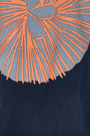 Product shot of the Girlfriend Tee - Navyorange in colour Navyorange, showing detail