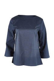 Product shot of the Lori Top in colour Navy (Blue), from the front