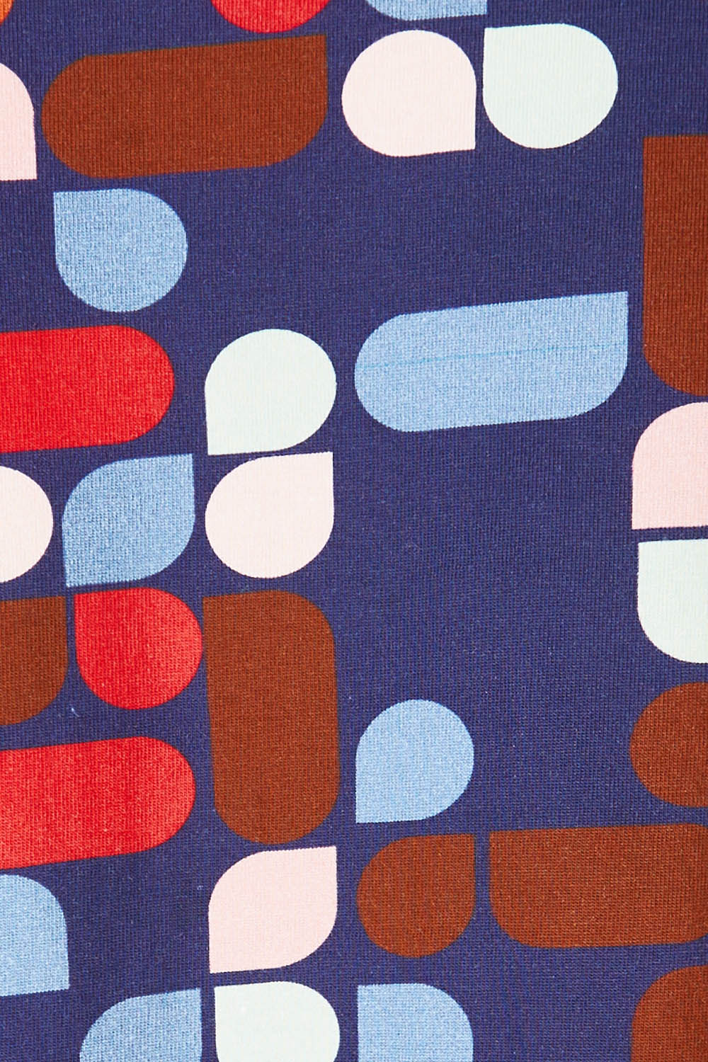 Product shot of the Abstract Boat Neck Tee in colour Blue (Blue), detail