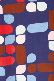 Product shot of the Abstract Boat Neck Tee in colour Blue (Blue), detail