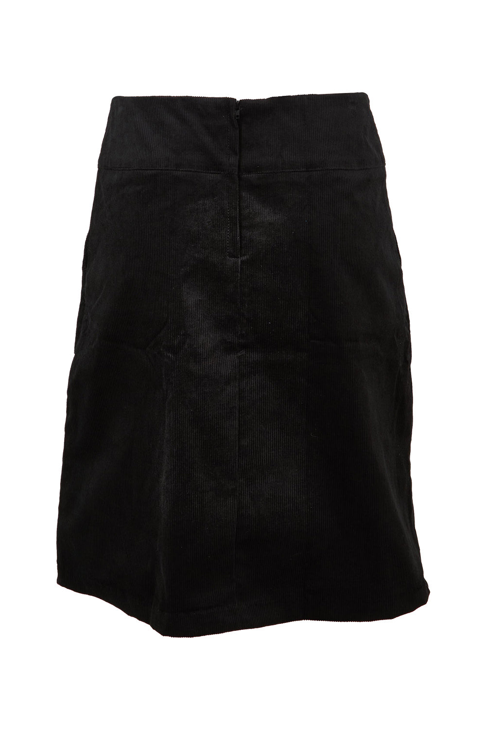 Product shot of the Amy Cord Skirt in colour Black (Black), from the back