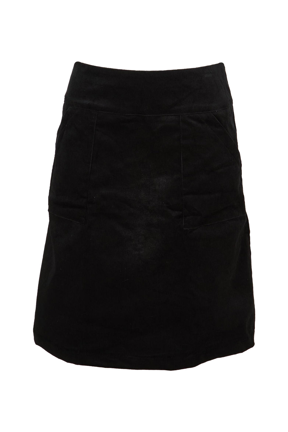 Product shot of the Amy Cord Skirt in colour Black (Black), from the front