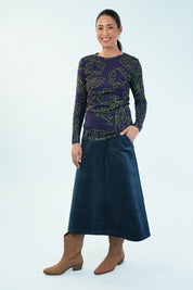 Amy Midi Cord Skirt – Blueink