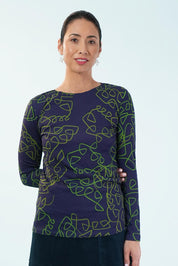 Boat Neck Cotton Long Sleeve Tee – Bluegreen