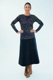 Boat Neck Cotton Long Sleeve Tee – Bluegreen