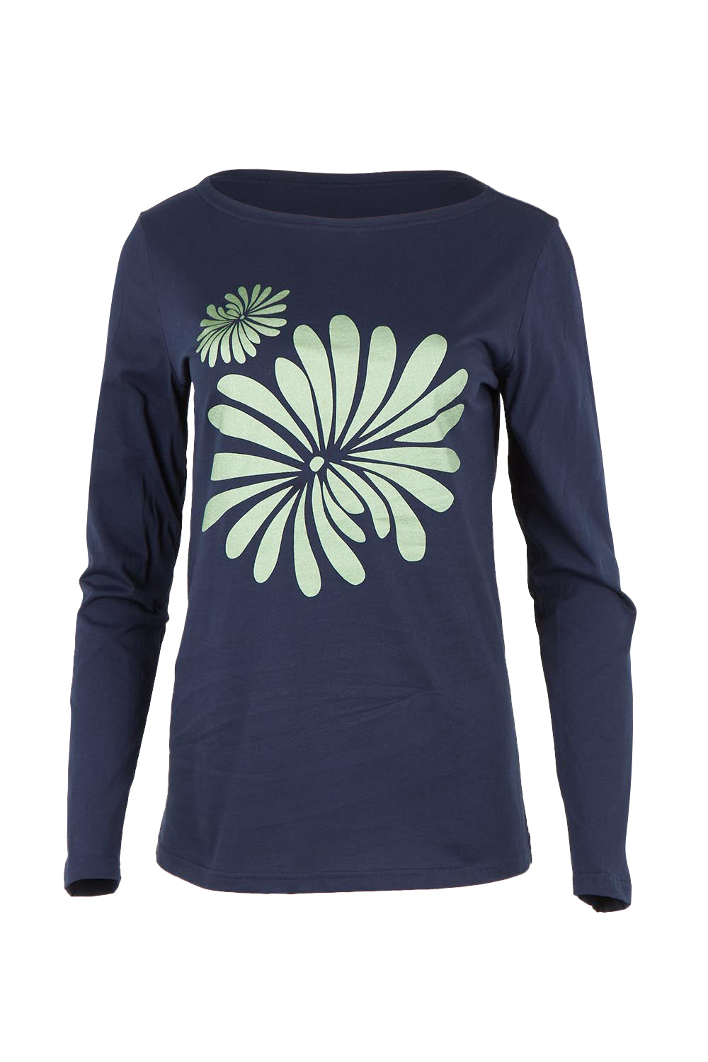 Boat Neck Placement Cotton Long Sleeve Tee – Bluegreen
