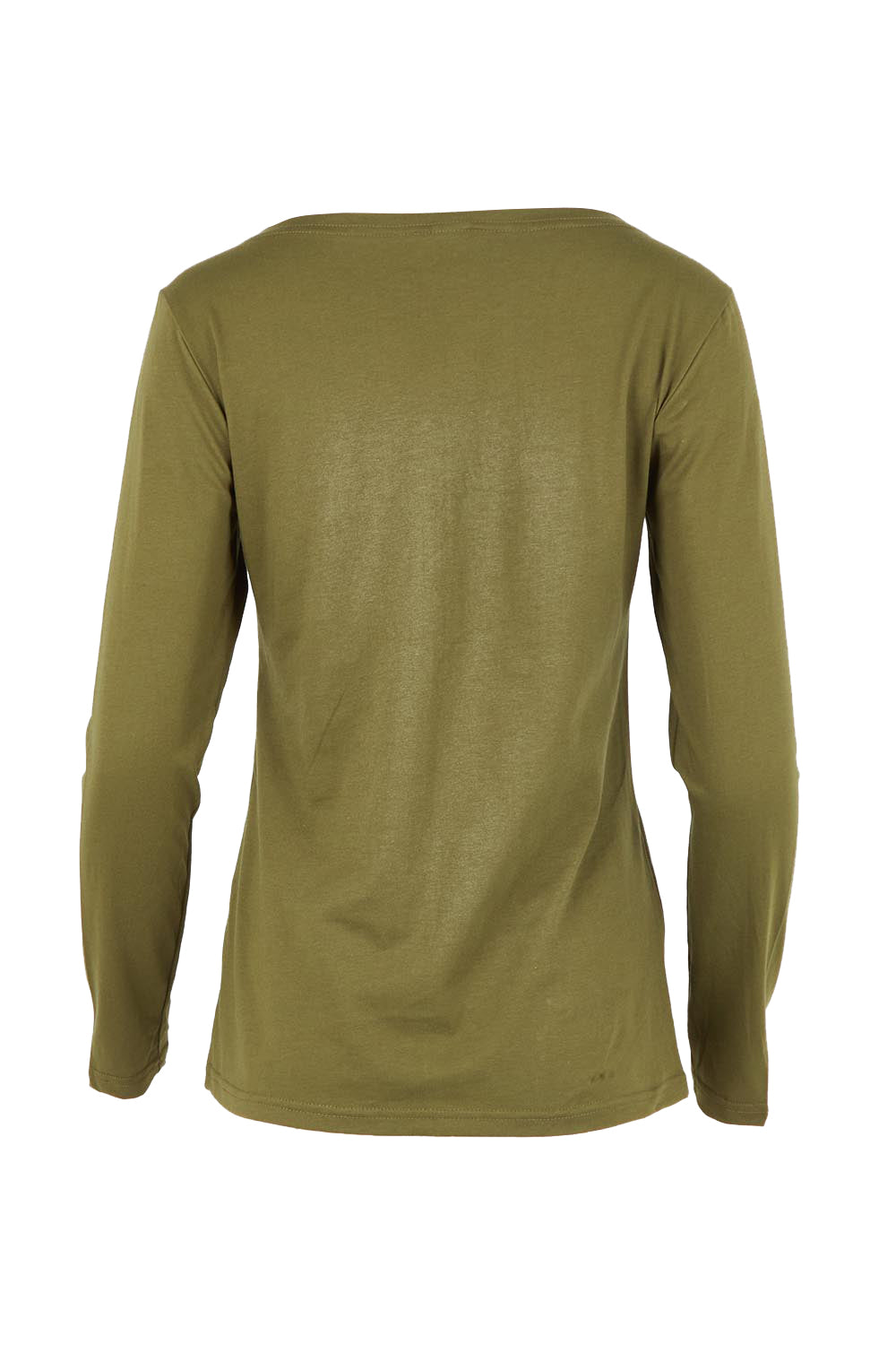 Boat Neck Placement Cotton Long Sleeve Tee – Olive
