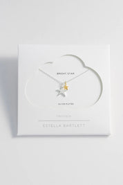 Product shot of the Double Star Necklace in colour Silvergold (Metallics), detail