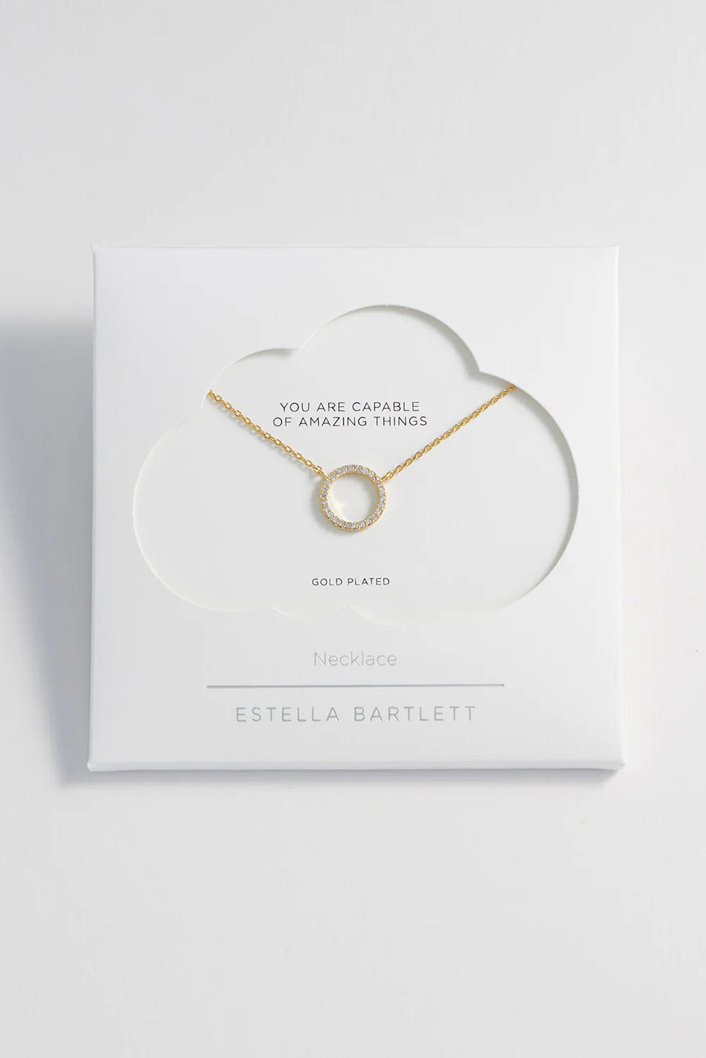 Product shot of the Circle Pave Necklace in colour Gold (Metallics), detail
