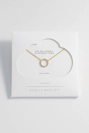 Product shot of the Circle Pave Necklace in colour Gold (Metallics), detail