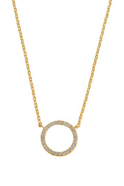 Product shot of the Circle Pave Necklace in colour Gold (Metallics), from the front
