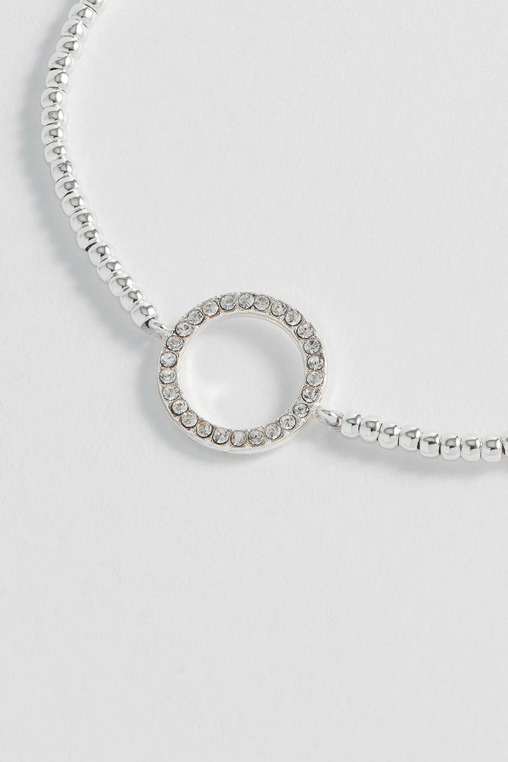 Product shot of the Louise Circle Bracelet in colour Silver (Metallics), detail