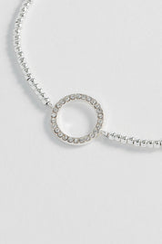 Product shot of the Louise Circle Bracelet in colour Silver (Metallics), detail