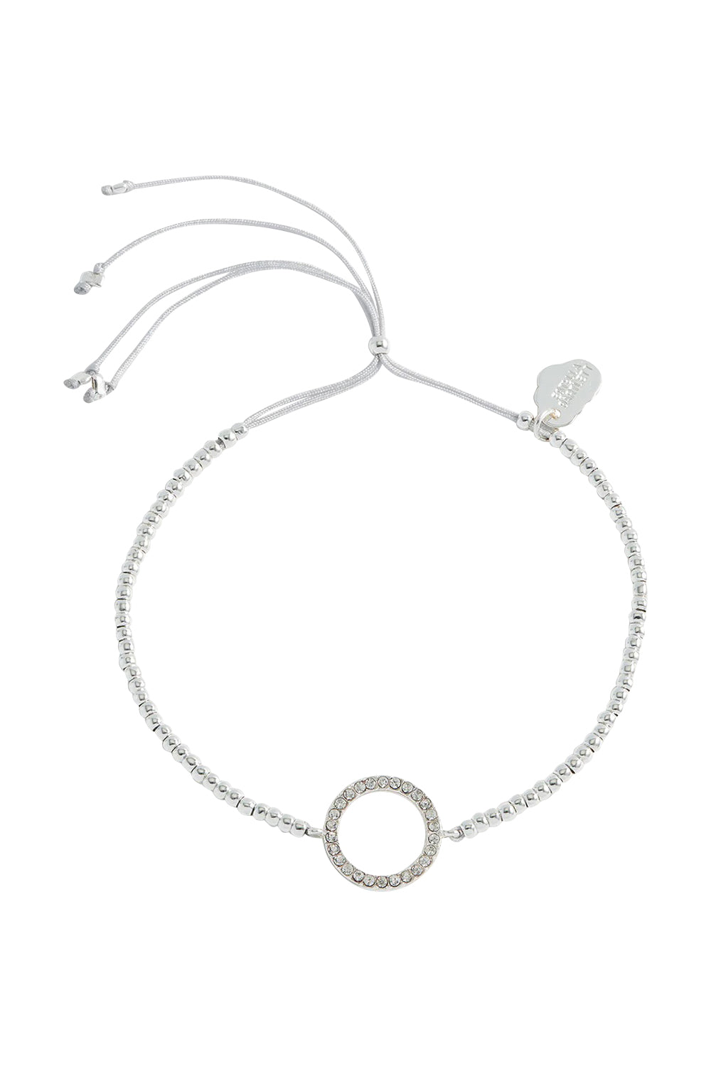 Product shot of the Louise Circle Bracelet in colour Silver (Metallics), from the front