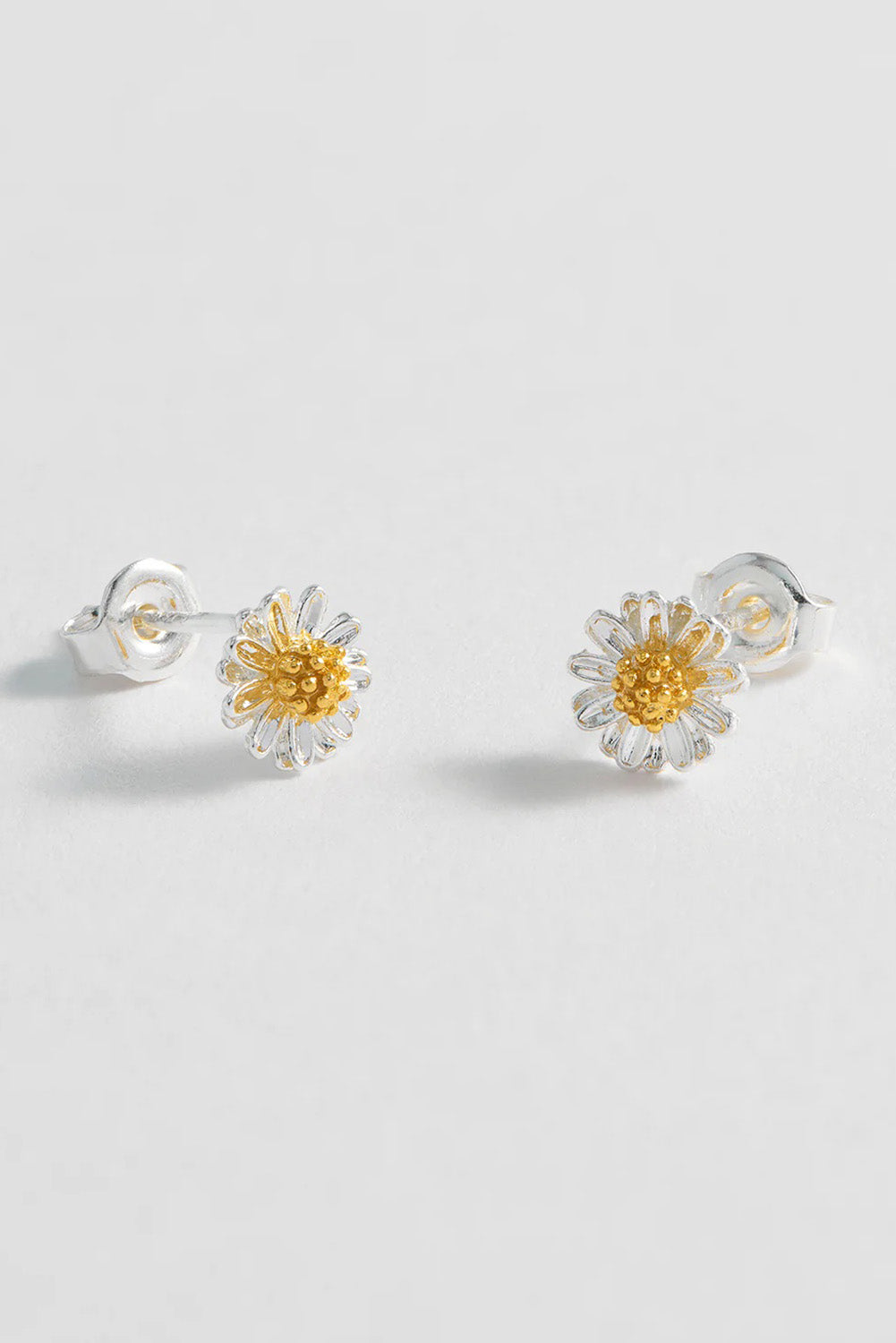 Product shot of the Mini Wildflower Stud Earrings in colour Silver (Metallics), detail
