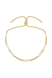 Product shot of the Pearl Station Gold Amelia Bracelet in colour Goldpearl (Metallics), from the front