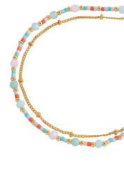 Product shot of the Mini Mixed Duo Chain Bracelet – Goldmulti in colour Goldmulti, showing detail