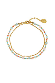 Product shot of the Mini Mixed Duo Chain Bracelet – Goldmulti in colour Goldmulti, from the front