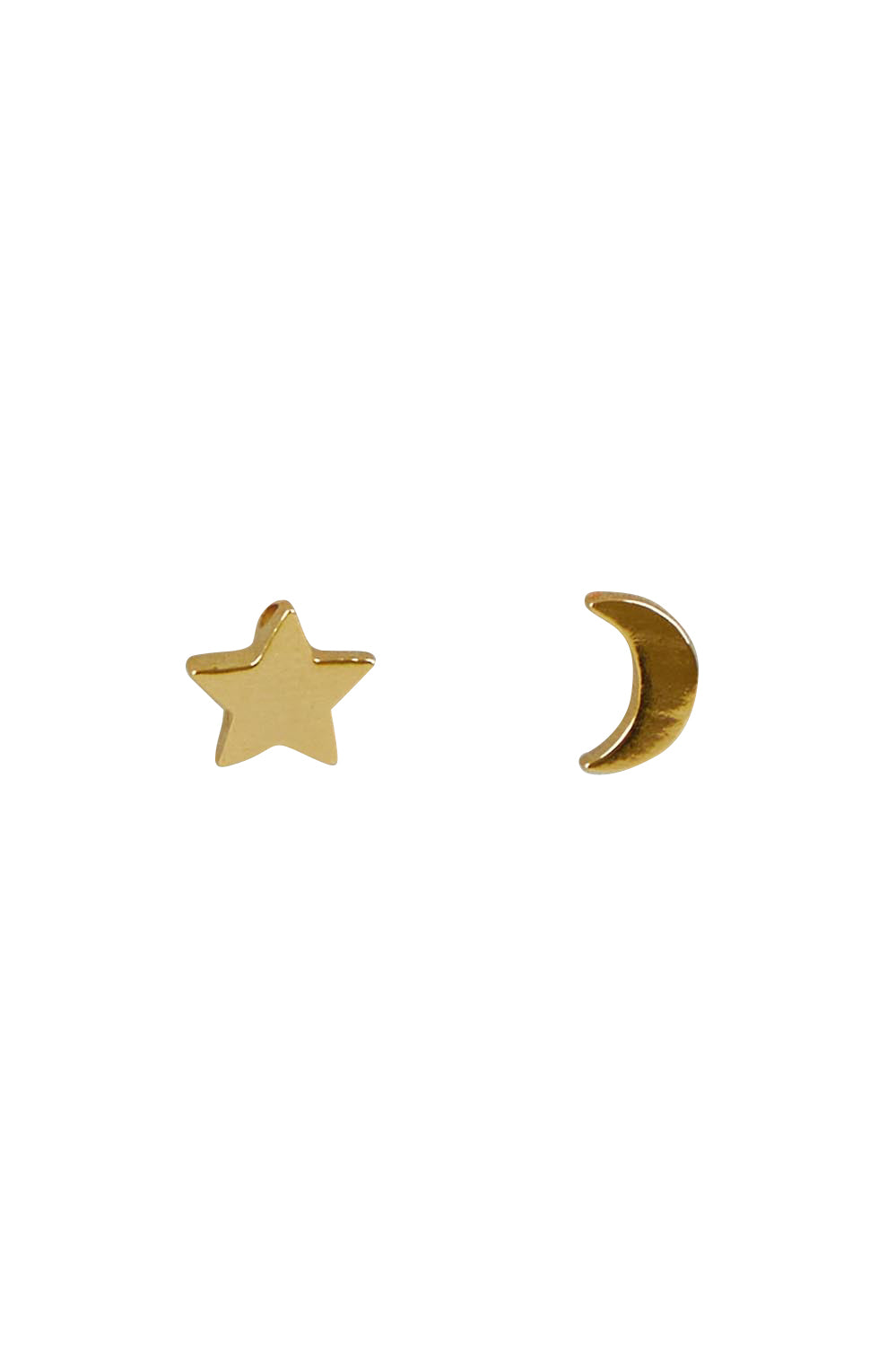 Product shot of the Mixed Moon & Star Stud Earring in colour Gold (Metallics), from the front