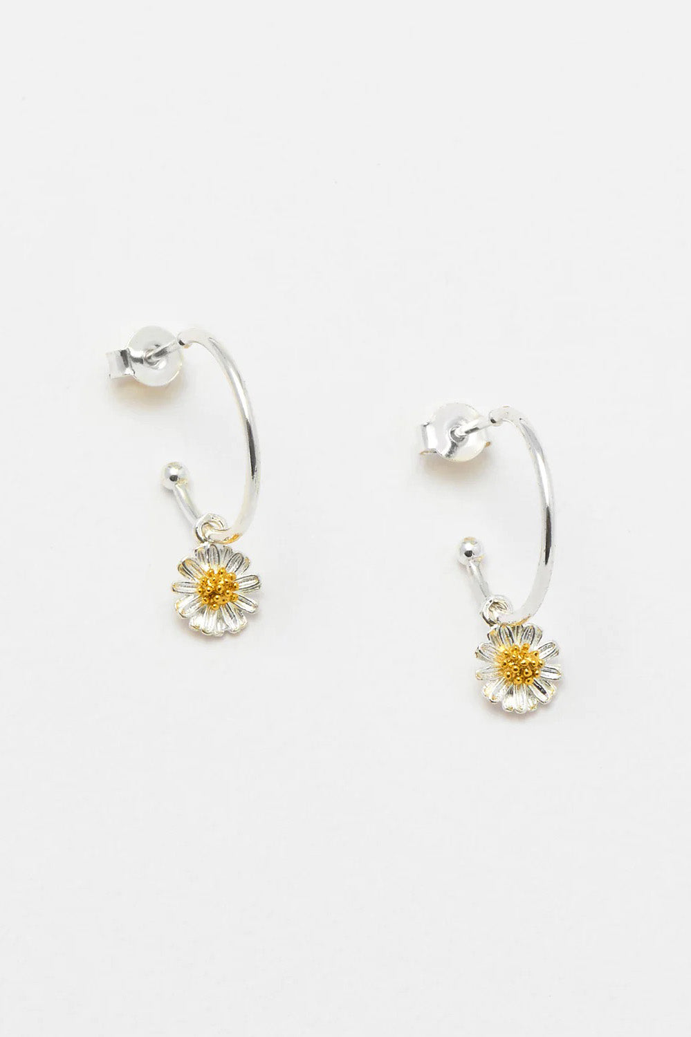 Product shot of the Mini Wildflower Hoop Earring in colour Silver (Metallics), detail