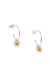 Product shot of the Mini Wildflower Hoop Earring in colour Silver (Metallics), from the front