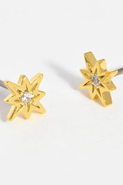 Product shot of the North Star Stud Earrings in colour Gold (Metallics), detail