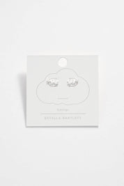 Product shot of the Trio Star Stud Earrings in colour Silver (Metallics), detail