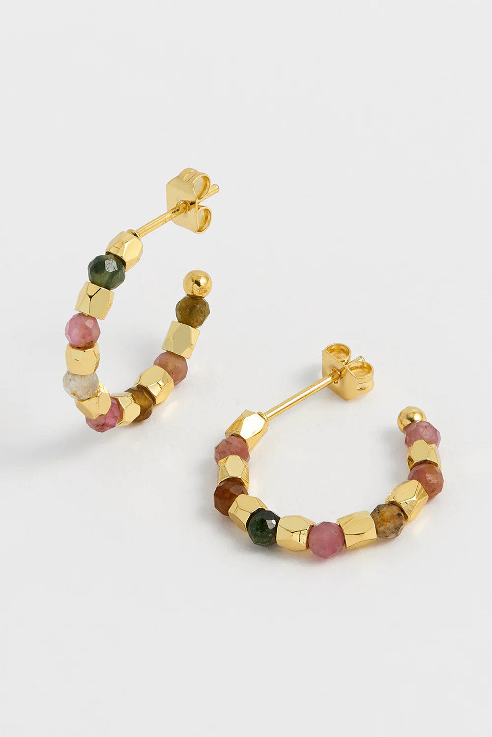 Product shot of the Coco And Tourmaline Hoop Earrings in colour Gold (Metallics), detail