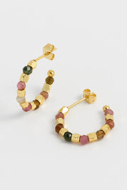 Product shot of the Coco And Tourmaline Hoop Earrings in colour Gold (Metallics), detail