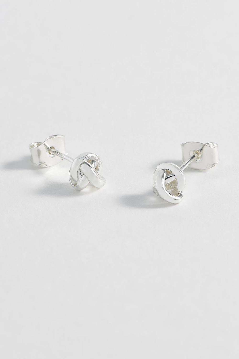 Product shot of the Knot Stud Earring in colour Silver (Metallics), detail