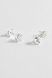 Product shot of the Knot Stud Earring in colour Silver (Metallics), detail