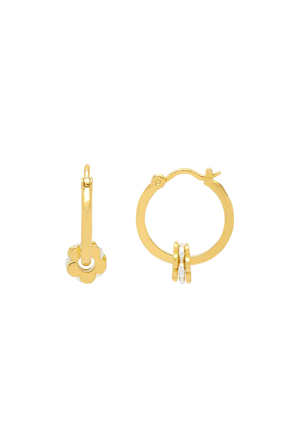 Product shot of the Multi Flower Hoop Earring in colour Goldsilver (Metallics), from the front