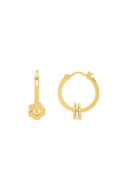 Product shot of the Multi Flower Hoop Earring in colour Goldsilver (Metallics), from the front