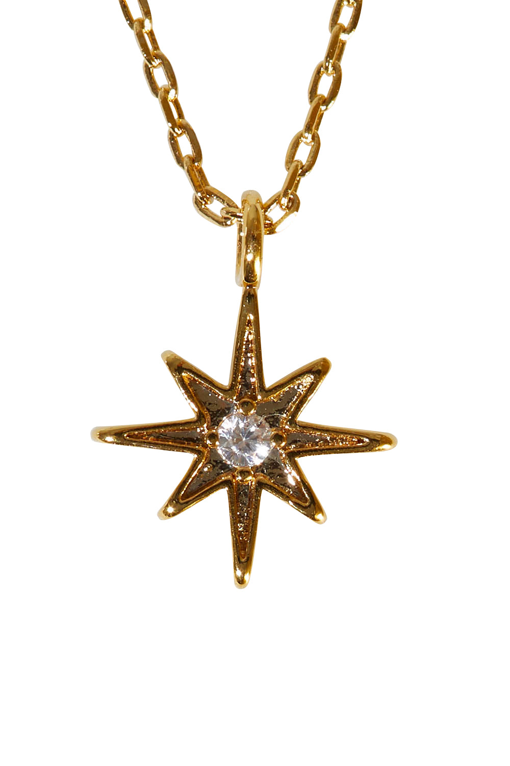 Product shot of the North Star Necklace in colour Gold (Metallics), detail