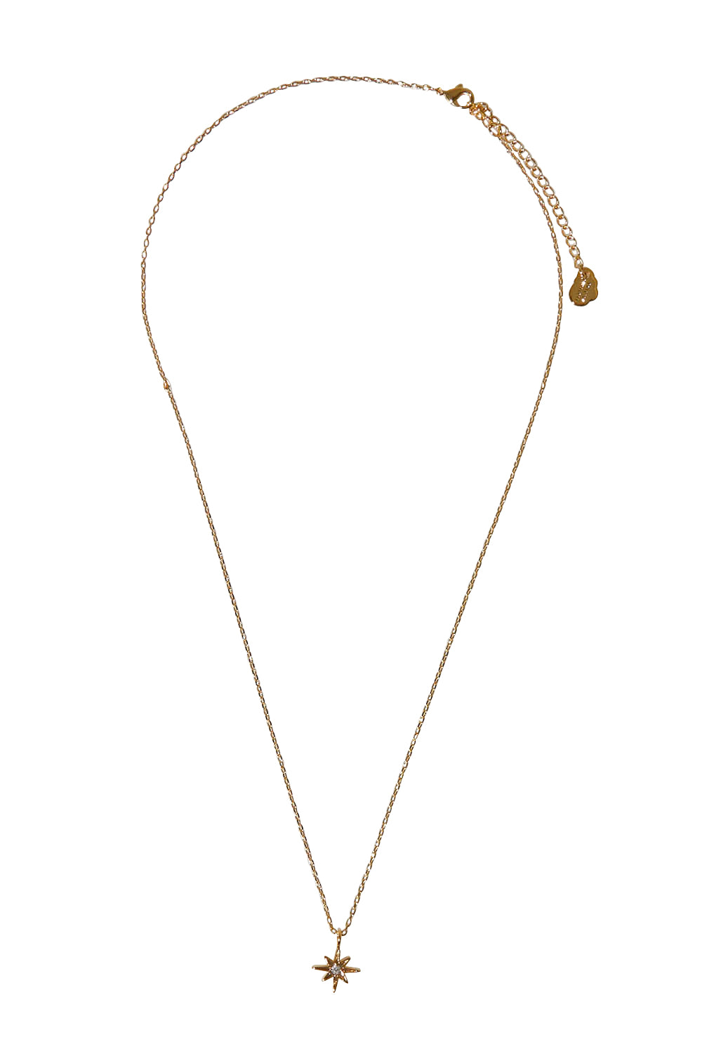Product shot of the North Star Necklace in colour Gold (Metallics), from the front