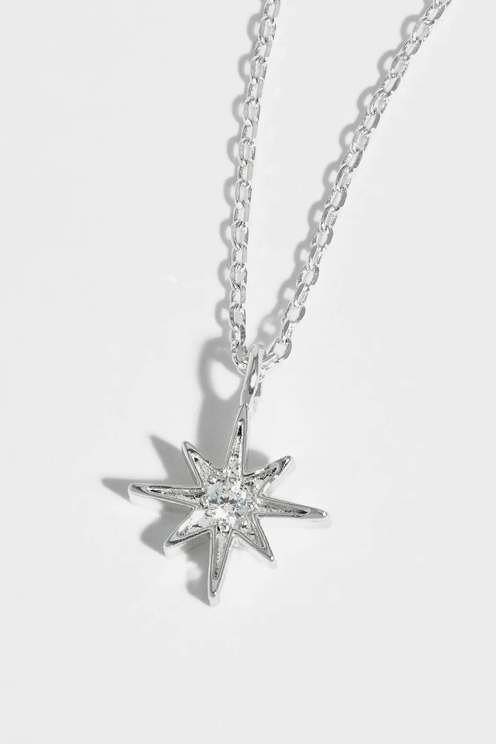 Product shot of the North Star Necklace in colour Silver (Metallics), detail