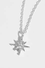 Product shot of the North Star Necklace in colour Silver (Metallics), detail