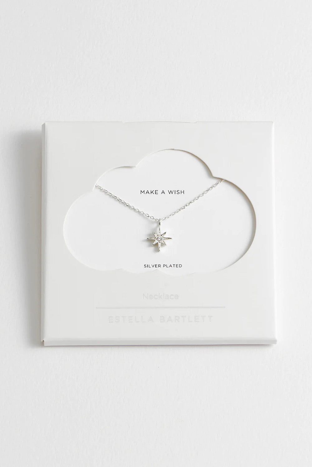 Product shot of the North Star Necklace in colour Silver (Metallics), detail