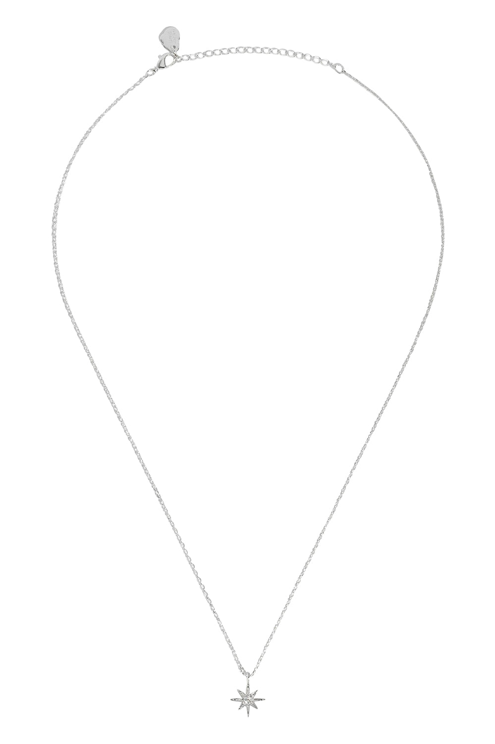 Product shot of the North Star Necklace in colour Silver (Metallics), from the front