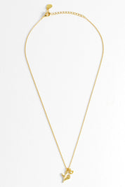 Product shot of the Tulip And Heart Necklace in colour Gold (Metallics), detail