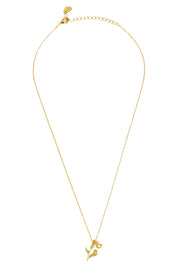 Product shot of the Tulip And Heart Necklace in colour Gold (Metallics), from the front