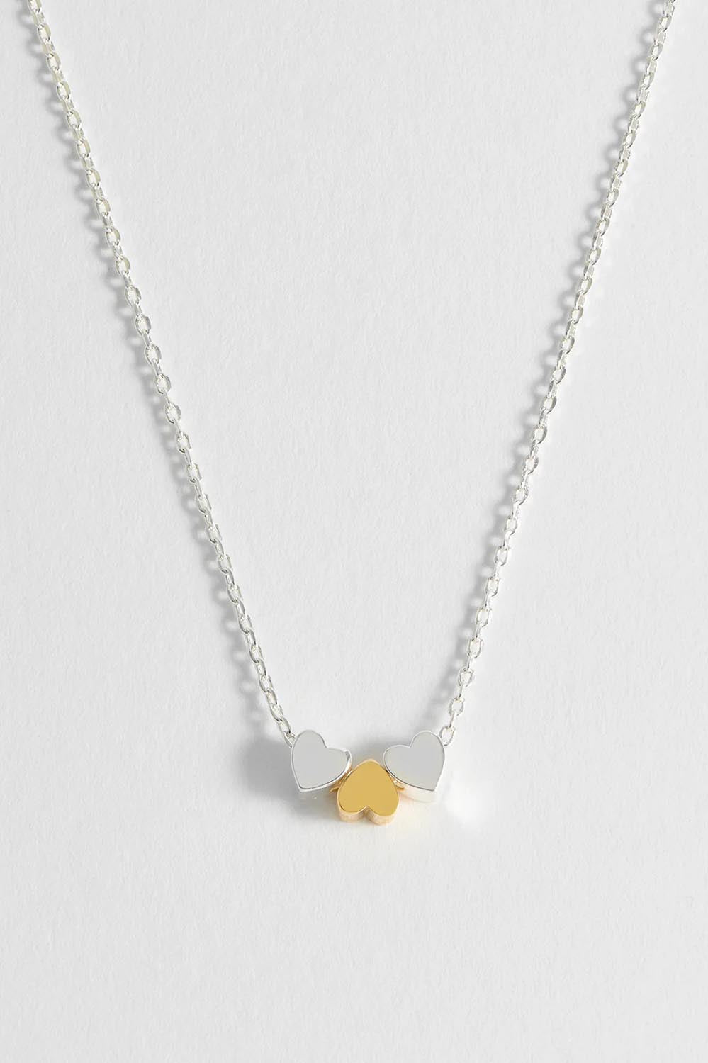 Product shot of the Multi Heart Beaded Necklace in colour Silvergold (Metallics), detail