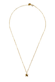 Product shot of the Hand Drawn Star Pendant On Beaded Chain in colour Gold (Metallics), from the front