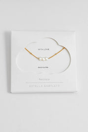 Product shot of the Beaded Chain & Pearl Necklace – Goldpearl in colour Goldpearl, from the front