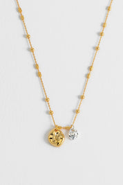 Product shot of the Beaded Chain & Molton Pebbles Necklace in colour Goldsilver (Metallics), detail