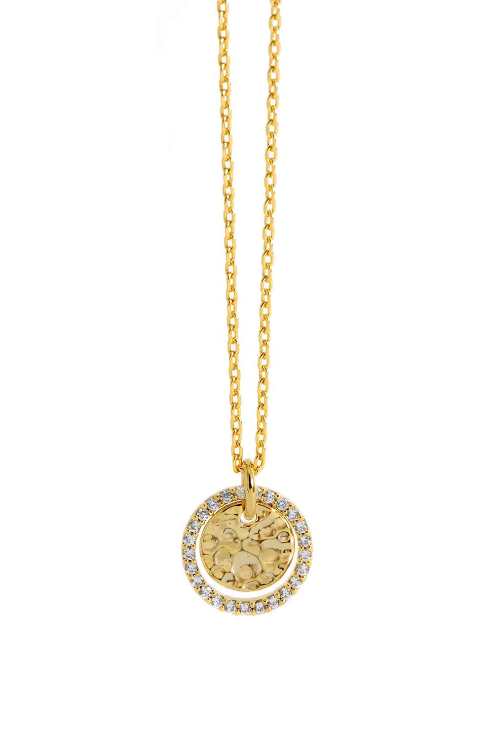Product shot of the Hammered Coin Necklace – Gold in colour Gold, from the back