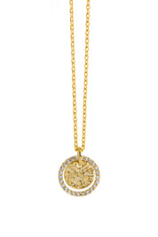 Product shot of the Hammered Coin Necklace – Gold in colour Gold, from the back