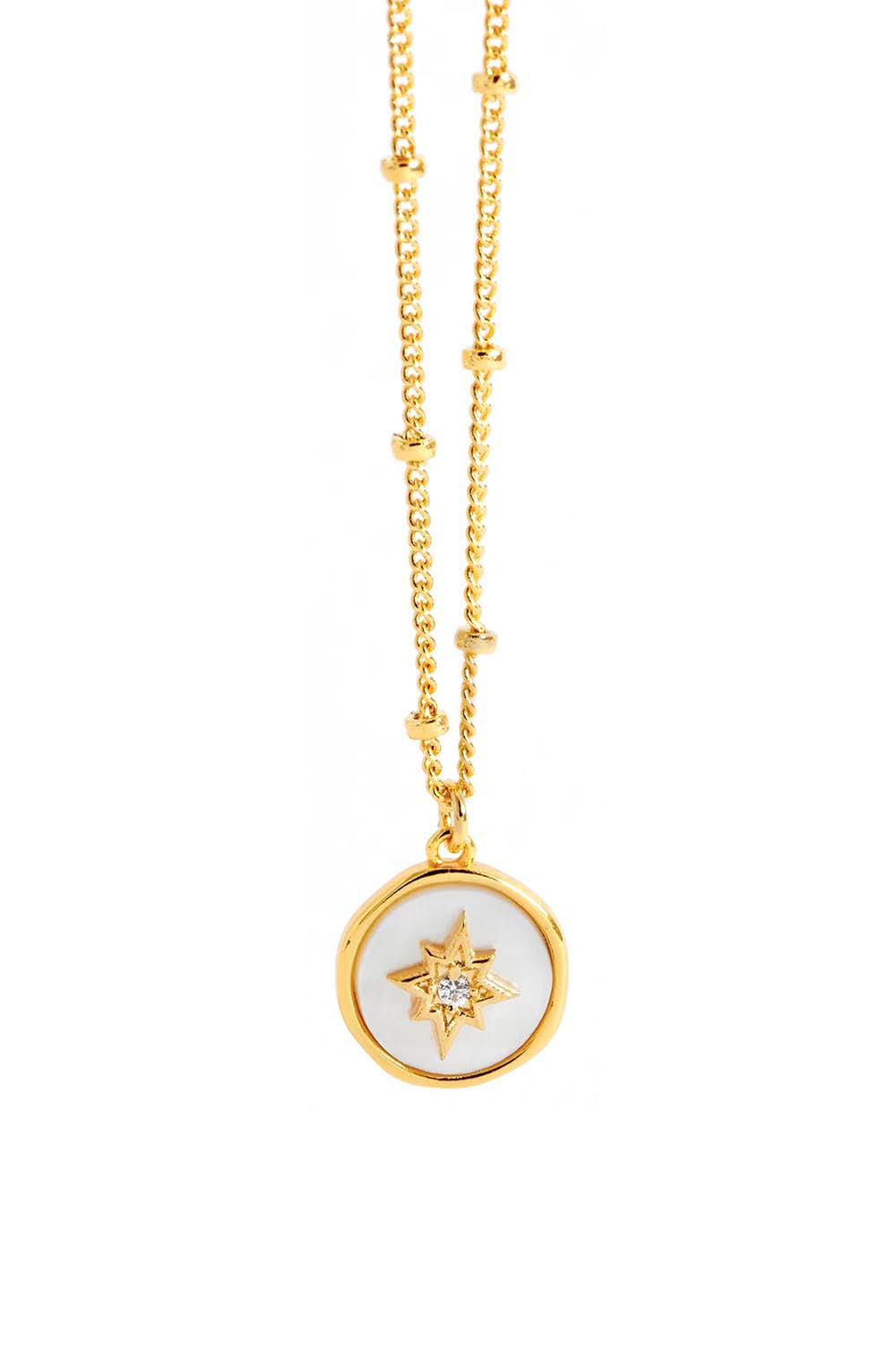 Product shot of the North Star Coin Necklace – Gold in colour Gold, from the back