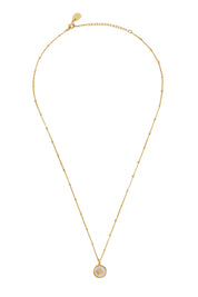 Product shot of the North Star Coin Necklace – Gold in colour Gold, from the front