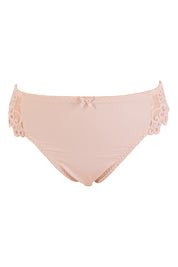 Product shot of the Coral High Cut Brief in colour Latte, from the front